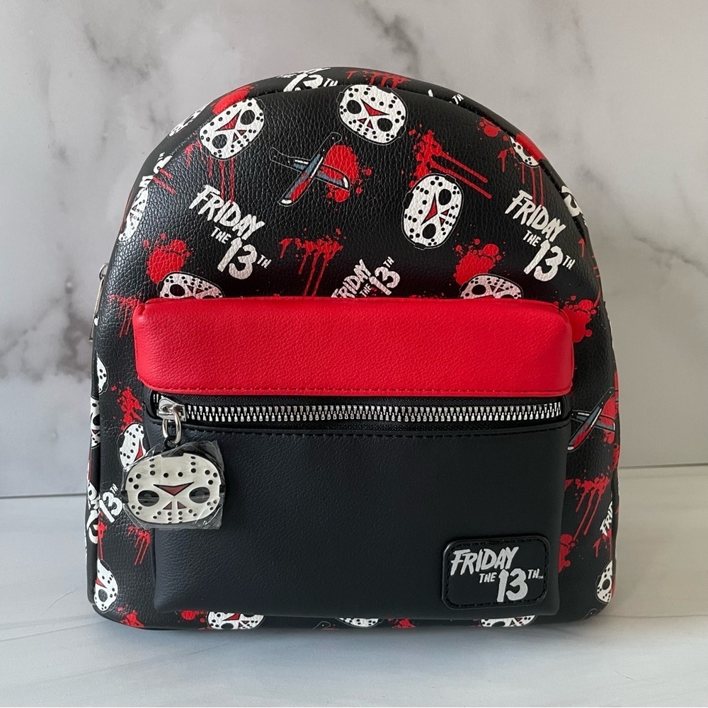 Bioworld x Hot Topic Friday the 13th/ Jason Mini Backpack- Black and Red- NWT